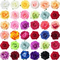 30 Packs 4 Inch Flower Hair Clip Rose Hair Accessories Floral Hairpin Brooch Hair Flowers Pin Flower Brooch For Bridal Headpiece