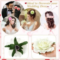 30 Packs 4 Inch Flower Hair Clip Rose Hair Accessories Floral Hairpin Brooch Hair Flowers Pin Flower Brooch For Bridal Headpiece