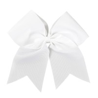 Amydecor 7 Inch Jumbo Solid Color Bows With Alligator Hair Clips For Girls And Women White