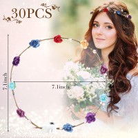 Janinka 30 Pieces Led Flower Crown Luminous Flower Wreath Light Up Headband Floral Glowing Fairy Crown Glow In The Dark Headband