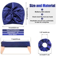 6 Pieces Womens Hair Wrap Set Silk Bonnet Scrunchy And Ponytail Holder For Sleeping And Hair Care Pink Navy Blue Rose Go