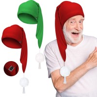 2 Pcs Silk Night Sleeping Cap Men Adjustable Stocking Cap Drawstring Night Sleeping Cap With Pom Ball For Daily Use Red Green