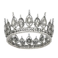 Sweetv Royal Queen Crown Wedding Tiara For Bride Rhinestone Tiaras And Crowns For Women Costume Headpiece For Birthday Cospla