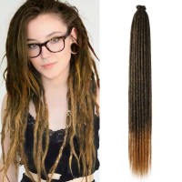 Aguacor 36Inches Synthetic Single Ended Dreadlock Extensions 20 Strands Thin 06Cm Long Soft Black To Light Brown Se Dreadlock E