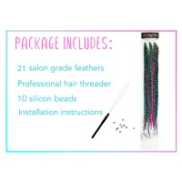 21 Hot Pink Turquoise Grizzly Color Hair Feathers 7 12 Long Feathers For Hair Extension Rooster Feathers Diy Kit