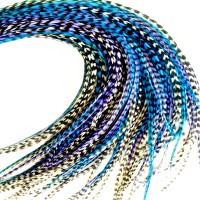 21 Purple White Turquoise Grizzly Color Hair Feathers 7 12 Long Feathers For Hair Extension Rooster Feathers Diy