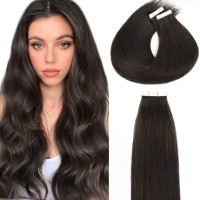 Loxxy Tape In Hair Extensions Human Hair Natural Black Invisible Tape In Extensions Silky Straight 100 Remi Human Hair Double S