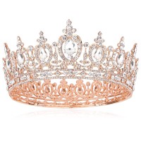 Cocide Queen Crown For Women Rose Gold Crystal Tiara And Crown For Girl Rhinestones Hair Accessories For Wedding Bride Birthday