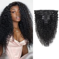 Kinky Curly Clip In Hair Extensions Human Hair 1 Set 3C 4A Curly Wave Clip Ins Full Head For Black Women Brazilian Remy Human Ha