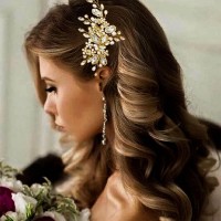 Casdre Crystal Bride Wedding Hair Comb Pearl Bridal Hair Piece Hair Accessories For Women And Girls B Gold