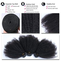 Feibin Mongolian Afro Kinky Curly Bundles Human Hair Bundles 8 10 12 Inches 4B 4C Afro Kinky Bulk Human Hair Virgin Hair Curly W