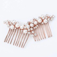 Asooll Gold Wedding Pearl Hair Comb Bride Crystal Headpiece Bridal Rhinestone Hair Clip Hair Accessories For Women And Girls Se