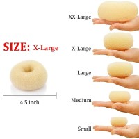 Twistytielb Hair Bun Maker 2Pcs Xlarge 45 Inch Beige Ring Style Bun Chignon Hair Large Doughnut Shaper For Thick And Long Ha