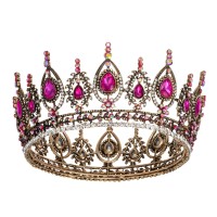 Sweetv Royal Queen Crown Wedding Tiara For Bride Rhinestone Tiaras And Crowns For Women Old Gold Costume Headpiece For Birthd