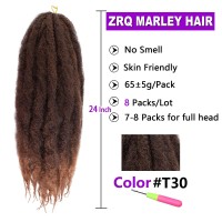 Zrq 8 Packs Marley Hair 24 Inch Springy Afro Kinky Marley Twist Braiding Hair Ombre Marley Twist Curly Hairbrown Curly Twist M