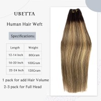 Sew In Extensions Real Human Hair Weft Hair Extensions Human Hair 12 Inch 80G Ombre Brown To Ash Brown Balayage Blonde Hair Ex