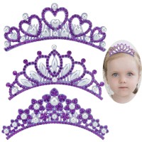 Anbala Small Tiara Crown With Hair Comb 3 Pack Mini Tiara Crown Princess Crystal Shiny Hair Accessories For 2 3 4 5 6 7 8 17 Ye