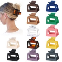 Sisiaipu 2 Inch Medium Hair Claw Clips 12 Pcs Square Hair Clips For Thin Hair Matte Nonslip Acrylic Banana Jaw Clips Bulk Hair A