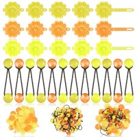 72 Pcs Hair Accessories Set Self Hinge Barrettes Bubble Bows Flowers Plastic Clips For Baby Toddler Girls Yellow Light Ye