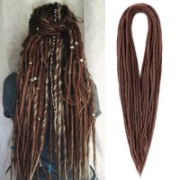 Aguacor Synthetic Double Ended Dreadlock Extensions 24Inches 25 Strands Thin 06Cm Soft Dark Brown De Dreadlocks Extensions 25