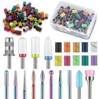 13Pcs Nail Drill Bits100Pcs 10 Colors Sanding Bands1Pc Mandrel Bit 332 Inch Cremaic Damiand Nail Bits Set Professional Dril