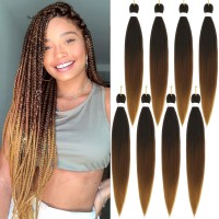 Braiding Hair Pre Stretched 8 Packs Prestretched Braiding Hair 30 Inch Ombre Braiding Hair Itch Free 1B3027 Yaki Synthetic