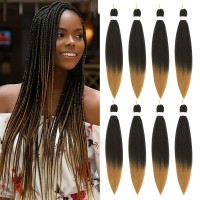 Braiding Hair Pre Stretched 8 Packs Prestretched Braiding Hair 30 Inch Ombre Braiding Hair Itch Free 1B27 Yaki Synthetic Hai