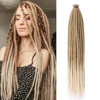 Aguacor 24Inches Synthetic Single Ended Dreadlock Extensions 10 Strands Thin 06Cm Soft Light Brown To Blonde Se Dreadlock Exten