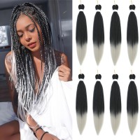 Braiding Hair Pre Stretched 8 Packs Prestretched Braiding Hair 20 Inch Ombre Braiding Hair Itch Free 1Bgrey Yaki Synthetic Ha