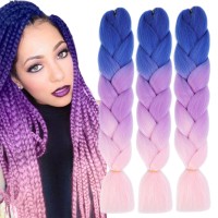 Tengshuo Fly Ombre Braiding Hair Extensions For Women 3 Packs24 Inch Braiding Hair Fiber Crochet Hair For Box Braids Senegal Tw