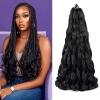 Pre Stretched Braiding Hair 22 Inch Bouncy French Curly Braiding Hair Natural Black Loose Wavy Crochet Braids Hair For Women 7