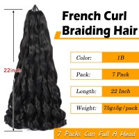 Pre Stretched Braiding Hair 22 Inch Bouncy French Curly Braiding Hair Natural Black Loose Wavy Crochet Braids Hair For Women 7