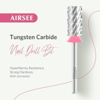 Airsee Tungsten Carbide Acrylic Nail Drill Bit Efile Electric File Machine Head Tip For Manicure Polishing Art Remove Gel 332