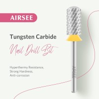 Airsee Tungsten Carbide Acrylic Nail Drill Bit Efile Electric File Machine Head Tip For Manicure Polishing Art Remove Gel 332