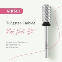 Airsee Tungsten Carbide Acrylic Nail Drill Bit Efile Electric File Machine Head Tip For Manicure Polishing Art Remove Gel 332