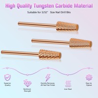 3Pcs Premium 332 Tapered Barrel Carbide Nail Drill Bits Drill Bits For Electric Dremel Drill Machine Nail Art Design Manicu