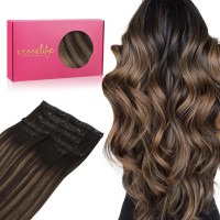 Wennalife Genius Seamless Clip In Hair Extensions Human Hair 7Pcs Ultra Invisible 50 Thinner Seamless Hair Extensions Clip In B