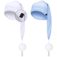 Geyoga 2 Pcs Silk Night Sleeping Cap Men Adjustable Stocking Cap Drawstring Night Sleeping Cap With Pom Ball For Daily Use Whit