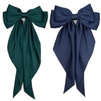 Satin Hair Barrettes Clip For Women Large Bow Hair Slides Metal Clips French Barrette Bowknot With Long Tail Silk Hair Bow Hairp