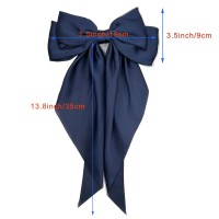 Satin Hair Barrettes Clip For Women Large Bow Hair Slides Metal Clips French Barrette Bowknot With Long Tail Silk Hair Bow Hairp