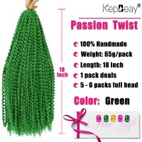 18Inch Passion Twist Hair 1Pack Passion Twist Crochet Hair Water Wave Crochet Hair For Black Women 18 Inch Pack Of 1 Green