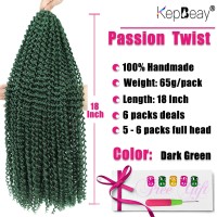 Passion Twist Hair 18Inch 6Packs Passion Twist Crochet Hair Water Wave Crochet Hair 18 Inch Pack Of 6 Dgreen