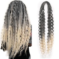 Aguacor Wavy Dreadlocks Synthetic Double Ended Dreadlock Extensions With Curly Ends 24Inches 10 Strands Thin Wavy Soft Black To