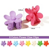 Tyfthui 8 Pieces Matte Daisy Hair Claw Clips 8 Colors Cute Nonslip Strong Clips For Thick Thin Hair Womens Hair Accessorie