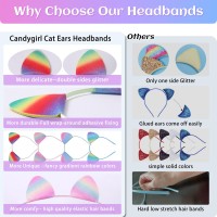 Glitter Cat Ears Headband For Girls Women Kids Toddler Kitty Head Band Sparkly Rainbow Hairbands Hair Accessories For Daily Part