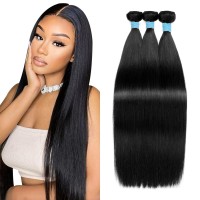 Gtlcbd Straight Bundles Human Hair 20 22 24 Inches 100 Unprocessed Brazilian Virgin Human Hair Bundles Natural Color 20 22 24