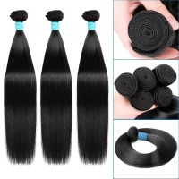 Gtlcbd Straight Bundles Human Hair 20 22 24 Inches 100 Unprocessed Brazilian Virgin Human Hair Bundles Natural Color 20 22 24