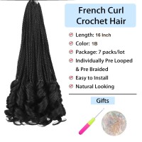 French Curly Crochet Hair For Black Women Goddess Box Braids Crochet Hair 16 Inch 7 Packs French Curl Crochet Braids Luxury Brai