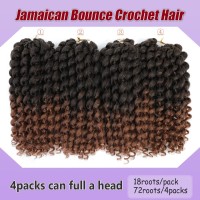 Getmaige Short Jamaican Bounce Curly Crochet Hair Extensions Synthetic 4Packslot Ombre Brown Ocean Wave Crochet Braids For Blac