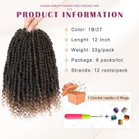 Passion Twist Hair 12 Inchpassion Twist Crochet Hairpretwisted Passion Twist Hair 8 Packsshort Passion Twist Crochet Braidsp